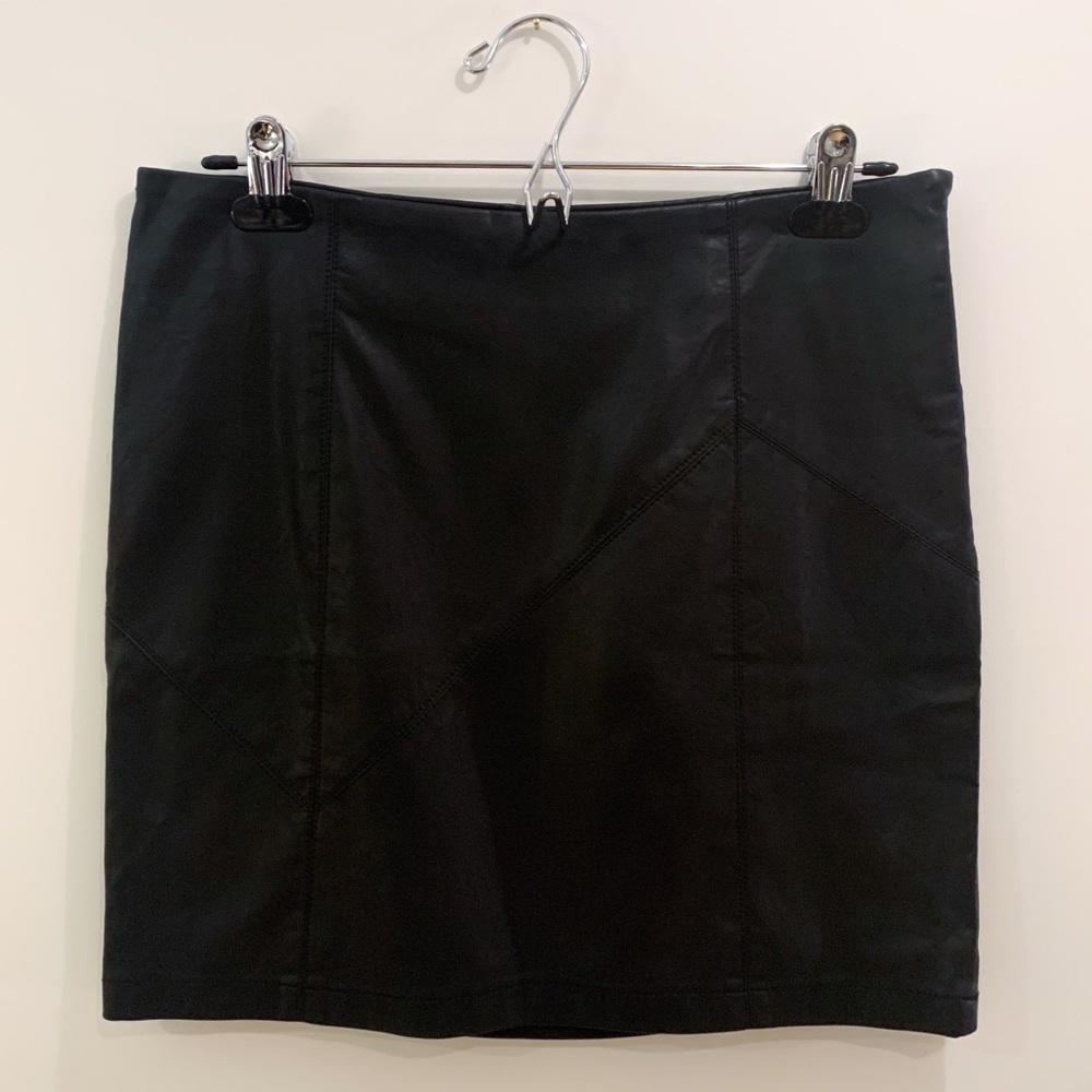 Vegan Leather Skirt With Stitching Detail (never worn)